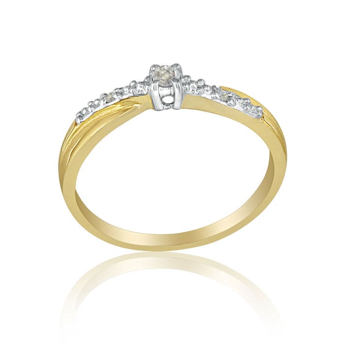 Beautiful Crossover Diamond Promise Ring, 10k Yellow Gold