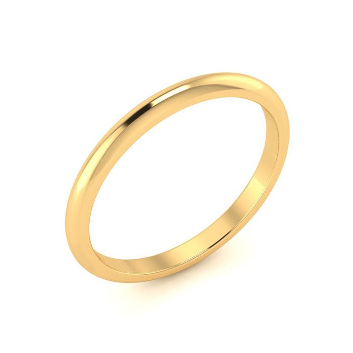 14K Yellow Gold 2MM Comfort Fit Ladies and Mens Wedding Band, Size 4.5