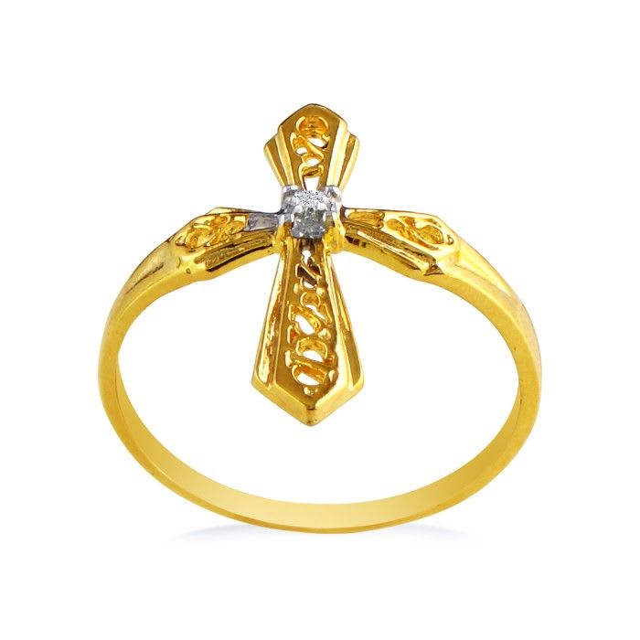 Diamond Cross Ring in Yellow Gold