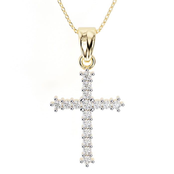 The Classic 1/4ct Diamond Cross Pendant in 10k Yellow Gold