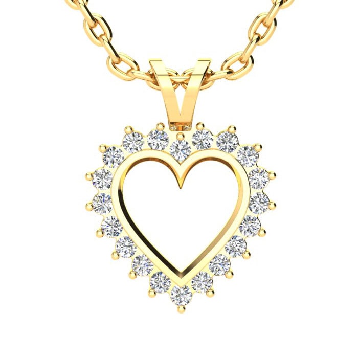 Diamond heart pendant outlet yellow gold