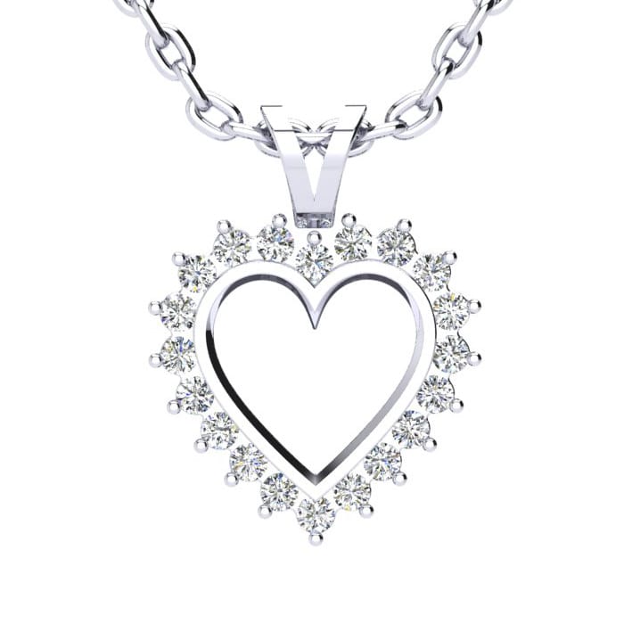 1/4 Carat Classic Diamond Heart Pendant in White Gold