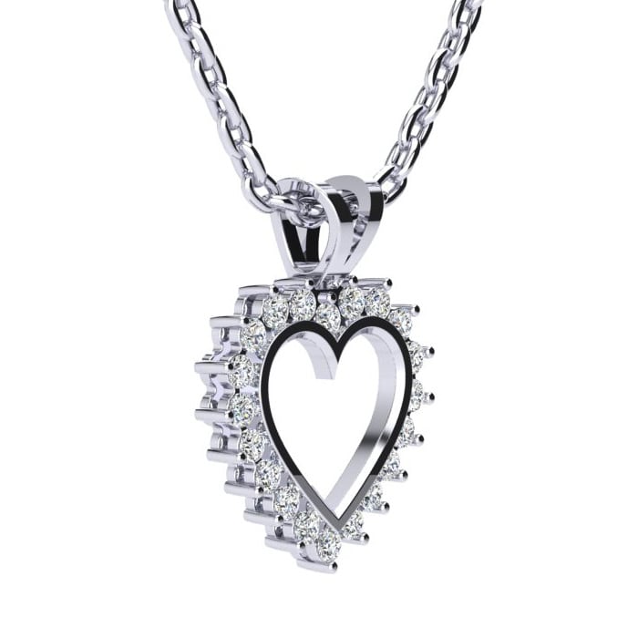 1/4 Carat Classic Diamond Heart Pendant in White Gold