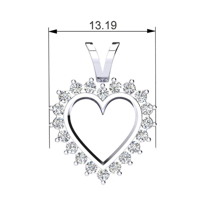 1/4 Carat Classic Diamond Heart Pendant in White Gold
