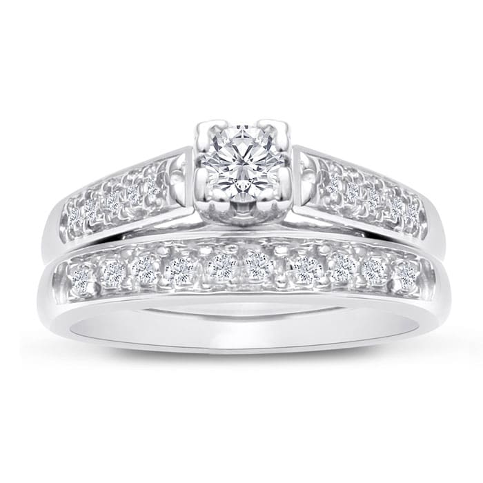 1/4ct Ladies Traditional Diamond Bridal Set in 10k White Gold