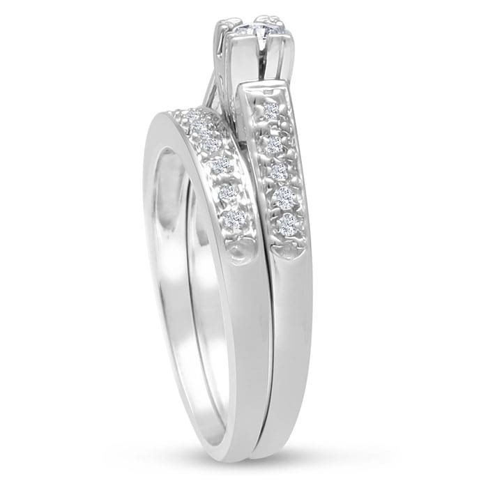 1/4ct Ladies Traditional Diamond Bridal Set in 10k White Gold
