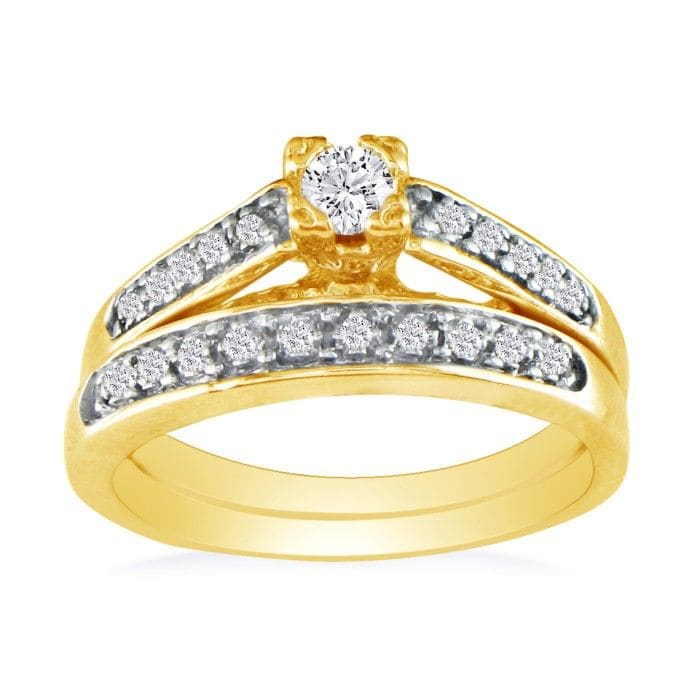 1ct Ladies Traditional Diamond Bridal Set, 14K Yellow Gold