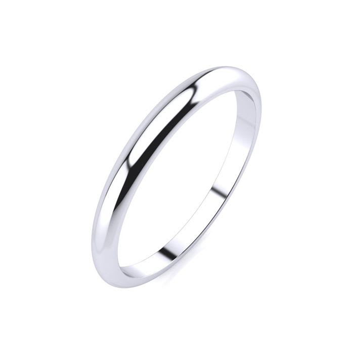 10K White Gold 2MM Heavy Tapered Ladies and Mens Wedding Band, Size 12