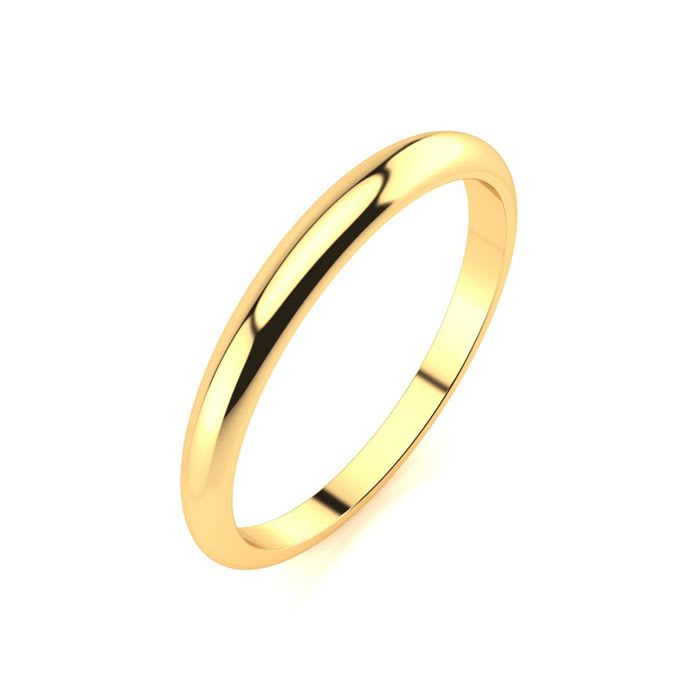 14K Yellow Gold 2MM Heavy Tapered Ladies and Mens Wedding Band, Size 9