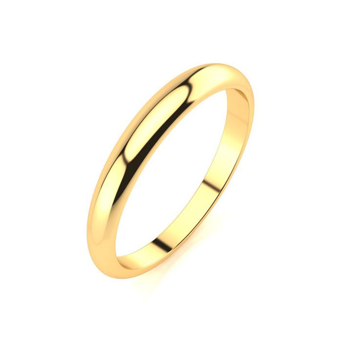 18K Yellow Gold 3MM Heavy Tapered Ladies and Mens Wedding Band, Size 3.5