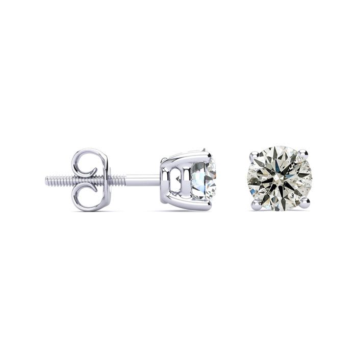 CLOSEOUT! 1 1/2 Carat Diamond Stud Earrings In 14 Karat White Gold, AGS Certified