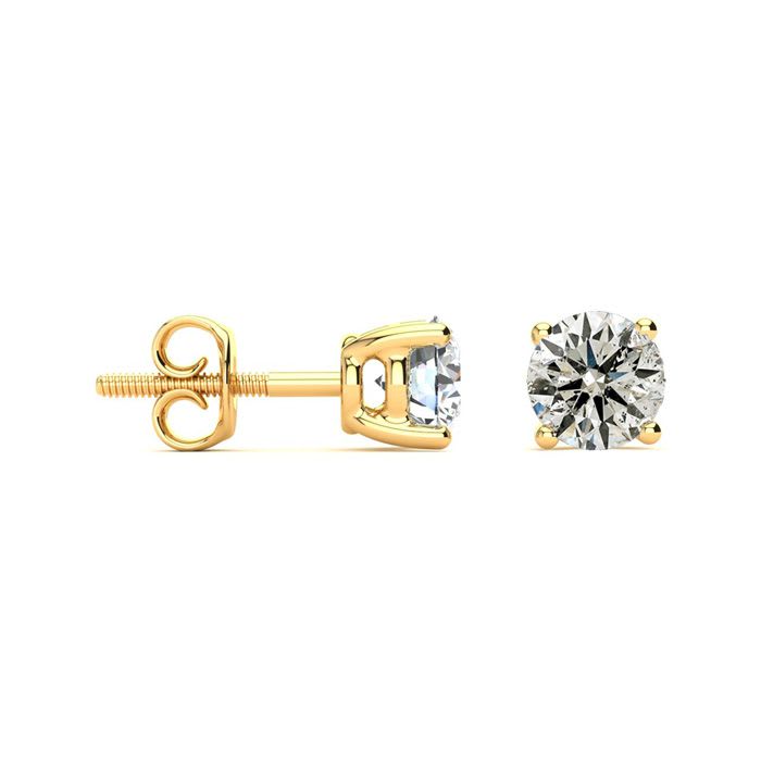 1 1/2 Carat Diamond Stud Earrings In 14 Karat Yellow Gold