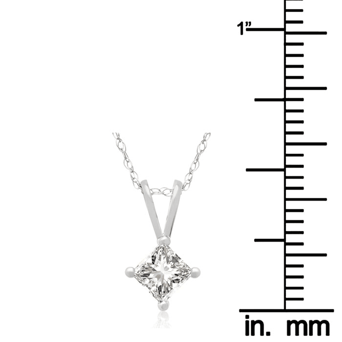 1/3ct Princess Diamond Pendant in 14k White Gold, Sale Priced.