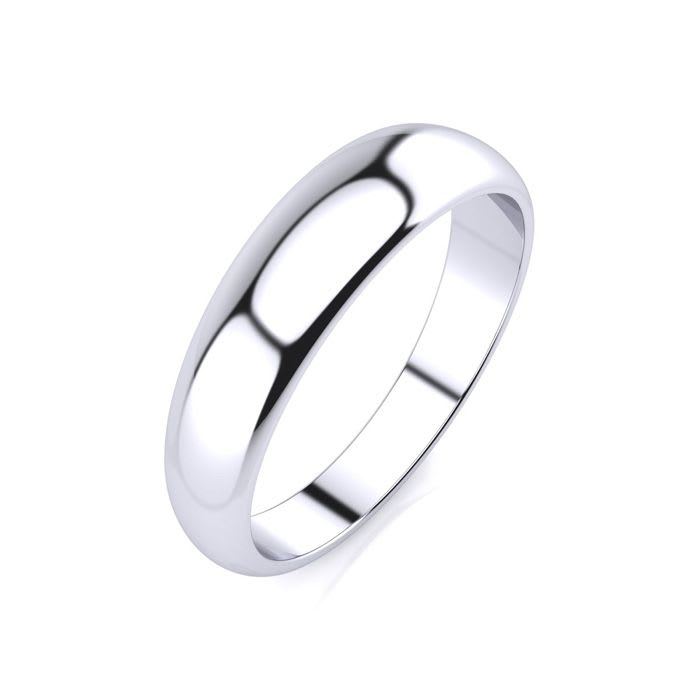 10K White Gold 5MM Heavy Tapered Ladies and Mens Wedding Band, Size 15