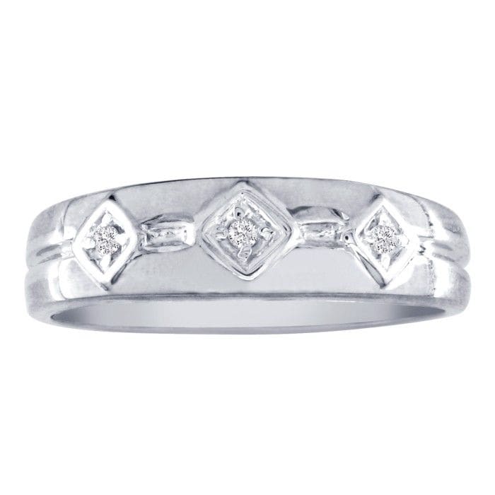 Mens Diamond Bands: Mens Modern Diamond Band in 10k White Gold