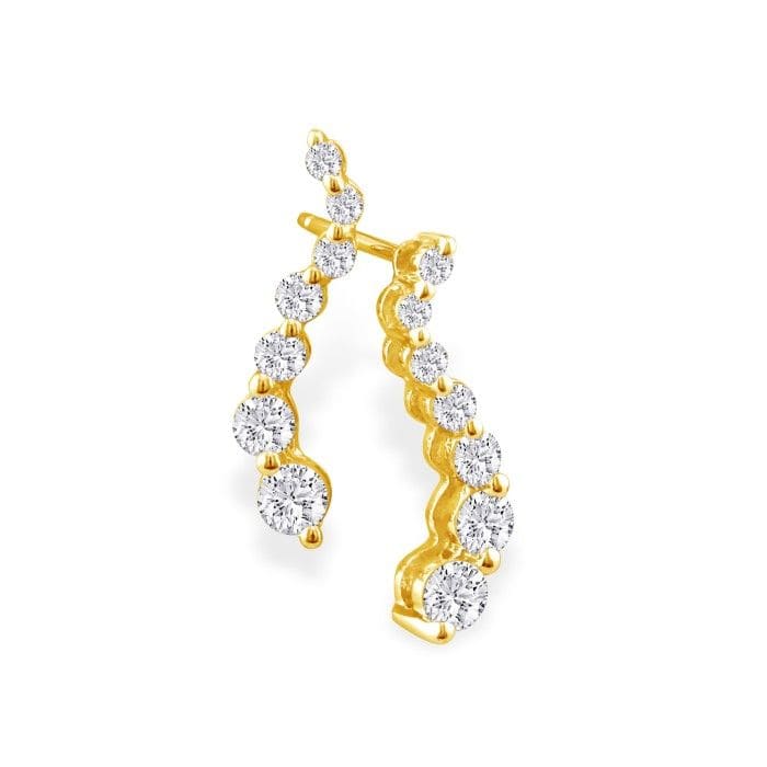 Diamond Drop Earrings: 1ct Journey Diamond Earrings in 14k Yellow Gold