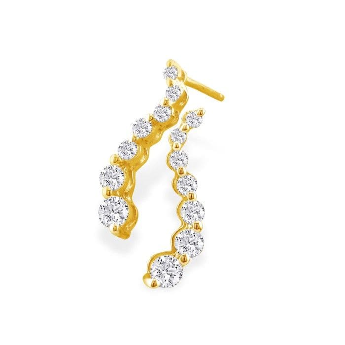 Diamond Drop Earrings: 1ct Journey Diamond Earrings in 14k Yellow Gold