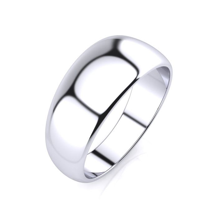 14K White Gold 8MM Heavy Tapered Ladies and Mens Wedding Band, Size 12.5