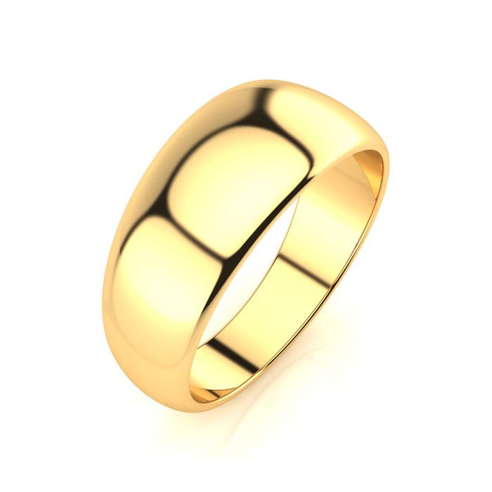 18K Yellow Gold 8MM Heavy Tapered Ladies and Mens Wedding Band, Size 11