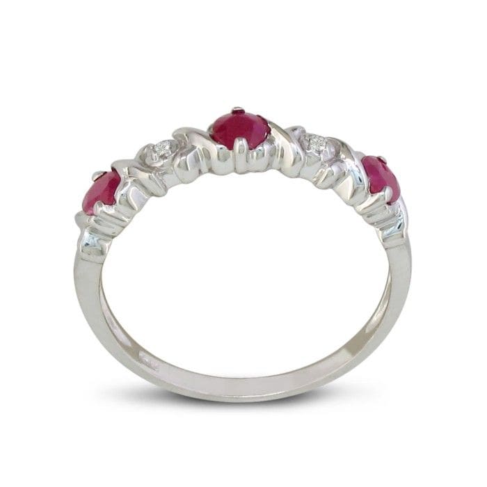 Ruby and Diamond Band in 10k White Gold