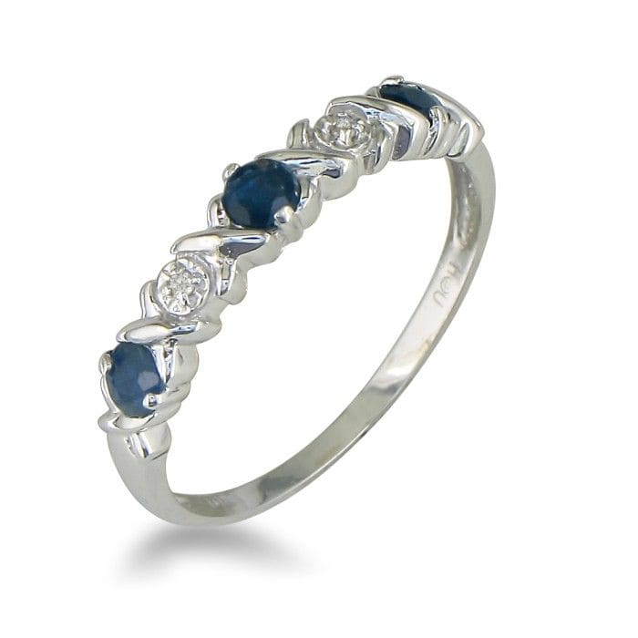 Sapphire and Diamond Band in 10k White Gold