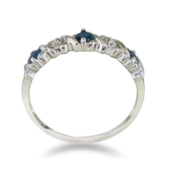 Sapphire and Diamond Band in 10k White Gold