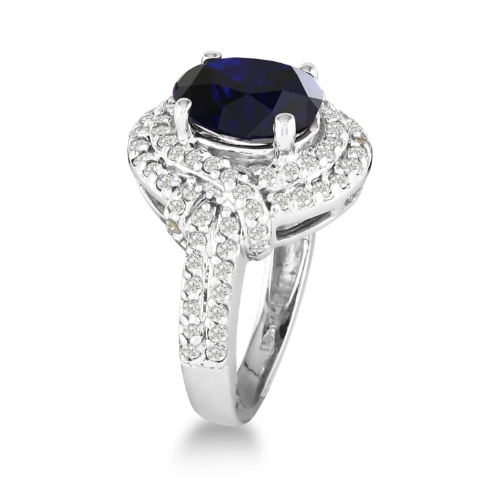 Master crafted 3ct Sapphire and Diamond Ring in 14k White Gold