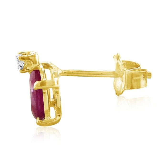 2ct Oval Ruby and Diamond Earrings in 14k Yellow Gold