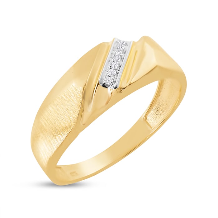 Classic Diagonal .03ct Mens Diamond Band in 10k Yellow Gold