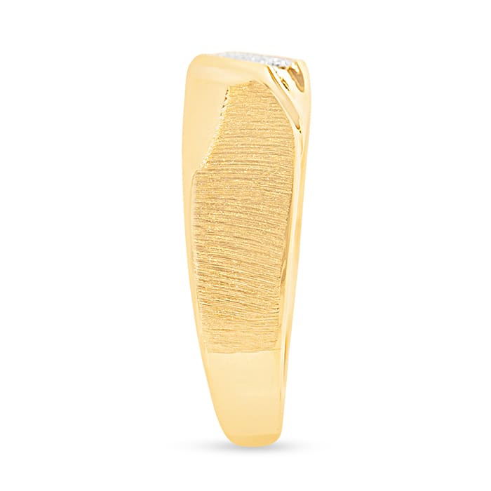 Classic Diagonal .03ct Mens Diamond Band in 10k Yellow Gold