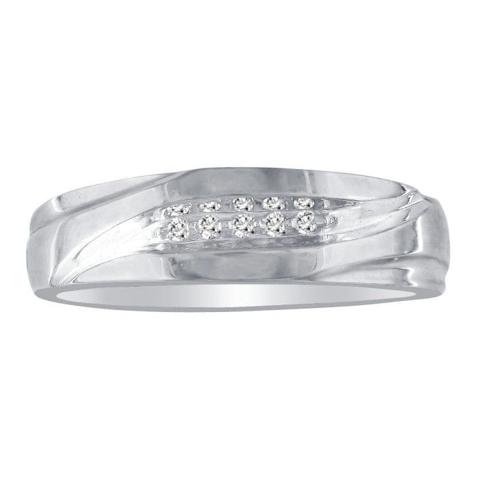 Debonair Sweeping Mens Diamond Band in 10k White Gold