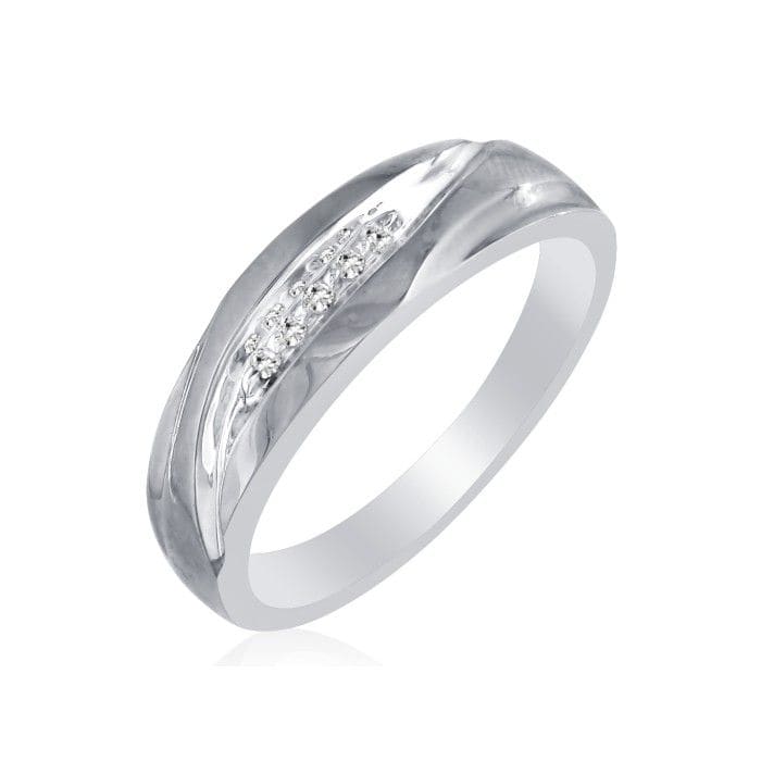 Debonair Sweeping Mens Diamond Band in 10k White Gold