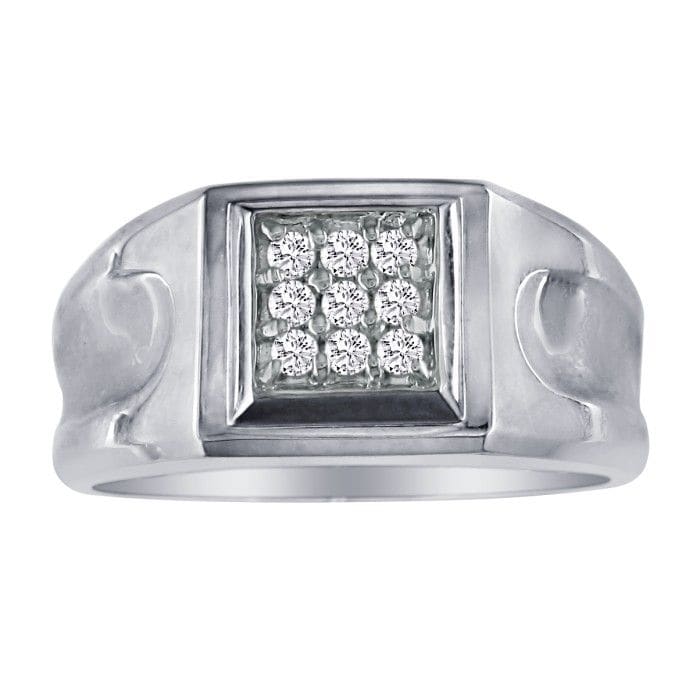 1 5ct 9 Diamond Stylish Mens Ring In Solid White Gold
