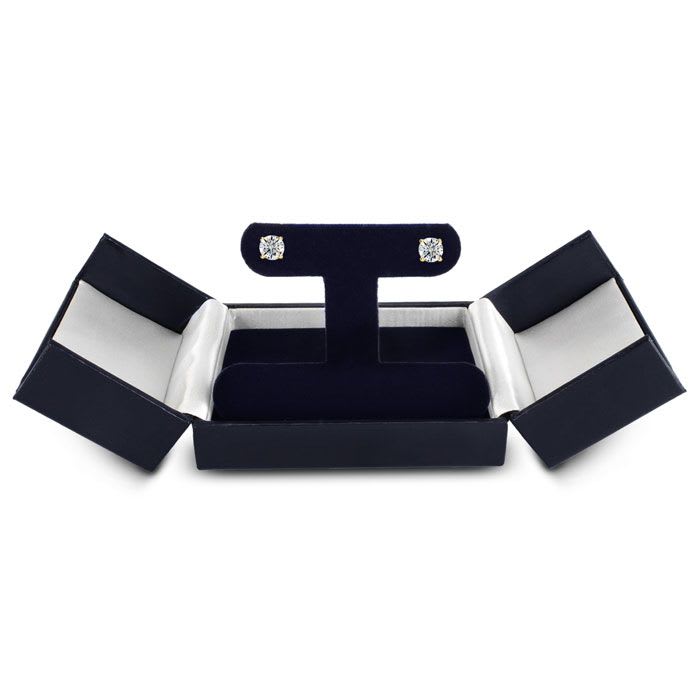 1 Carat Fine Diamond Stud Earrings In 14 Karat Yellow Gold