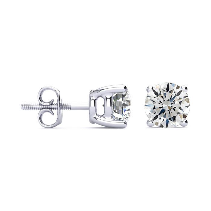 2 Carat Diamond Stud Earrings In 14 Karat White Gold