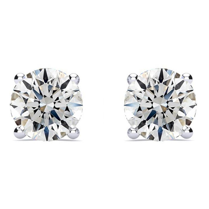 2 Carat Diamond Stud Earrings In 14 Karat White Gold