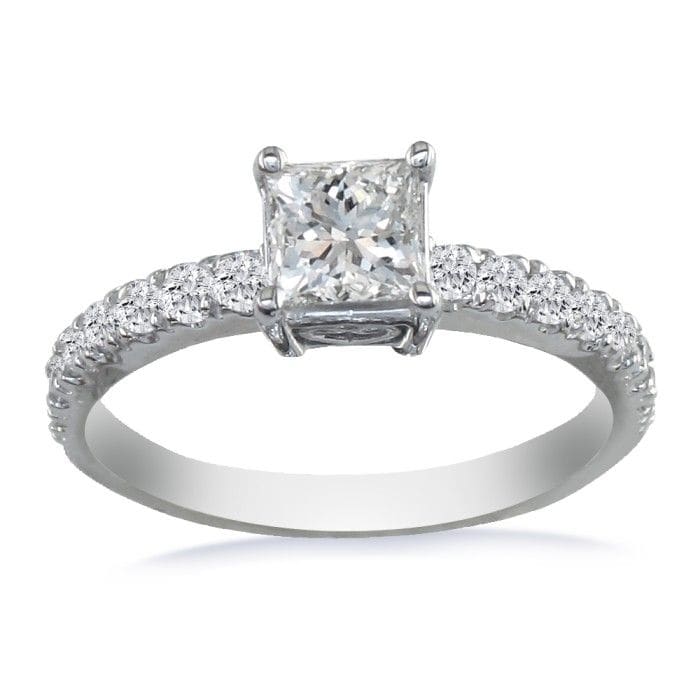 1 1/4 Carat Princess Cut Diamond Engagement Ring In 14k White Gold