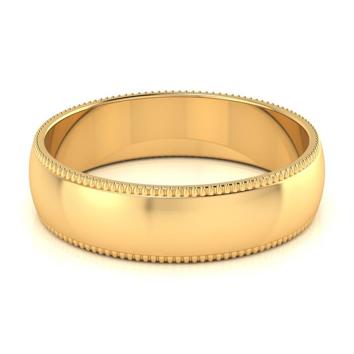 10K Yellow Gold 5MM Milgrain Ladies and Mens Wedding Band, Size 14