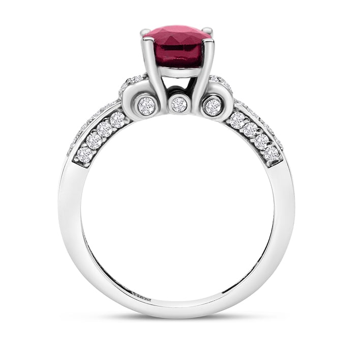 White Gold 1 6/7ct Oval Ruby and Diamond Ring in 14k White Gold