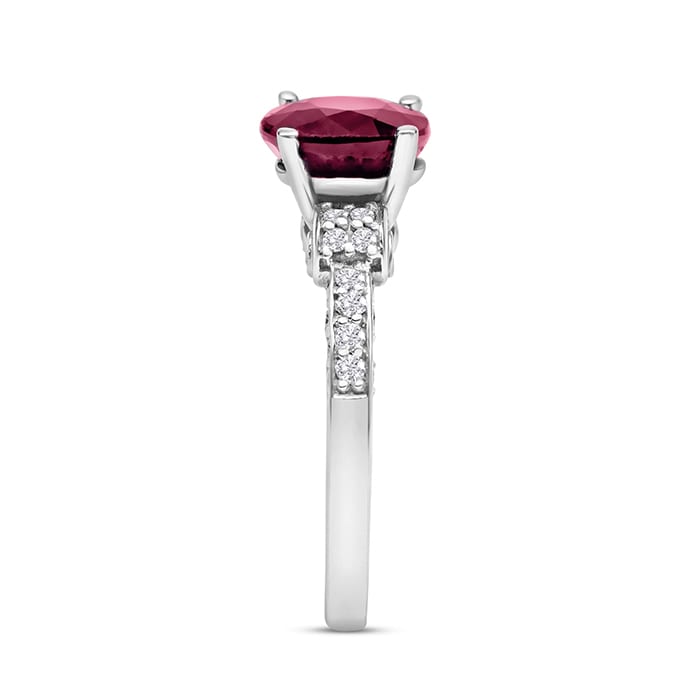 White Gold 1 6/7ct Oval Ruby and Diamond Ring in 14k White Gold