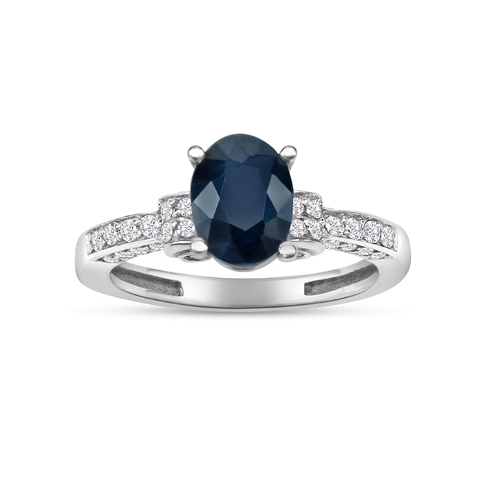 White Gold 1 6/7ct Oval Sapphire and Diamond Ring in 14k White Gold