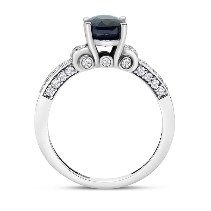 White Gold 1 6/7ct Oval Sapphire and Diamond Ring in 14k White Gold
