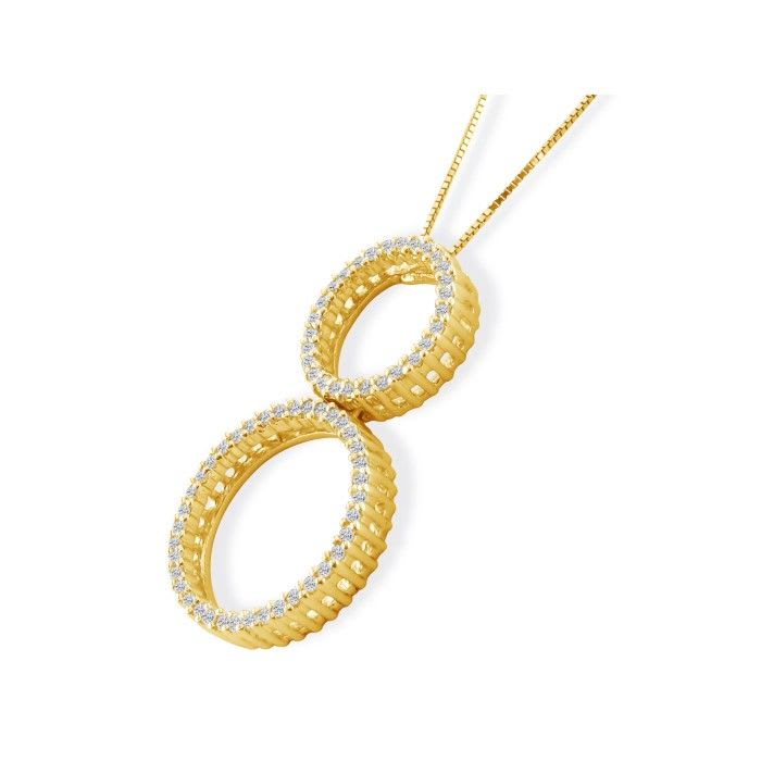 Diamond Pendants: 1/3ct Double Circle Diamond Pendant in 14k Yellow Gold