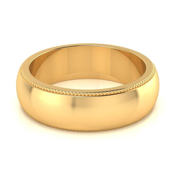 18K Yellow Gold 6MM Milgrain Ladies and Mens Wedding Band, Size 12