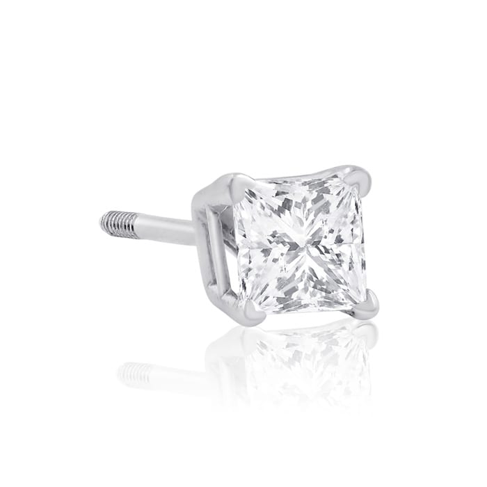 1/2ct Princess Diamond Stud Earrings In 14k White Gold