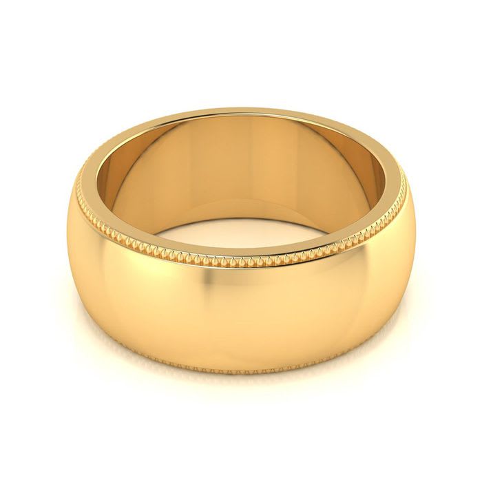 14K 8MM Milgrain Ladies & Mens Wedding Band Super Jeweler Men Accessories Jewelry Rings 5 g 