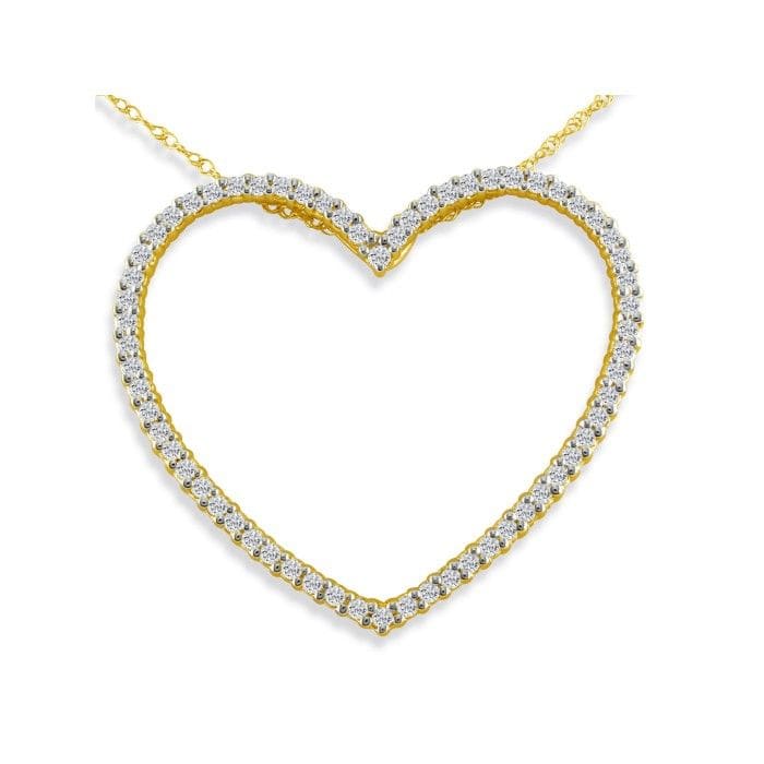 Estate Jewelry 1/2ct Diamond Heart Necklace in 10 Karat Yellow Gold