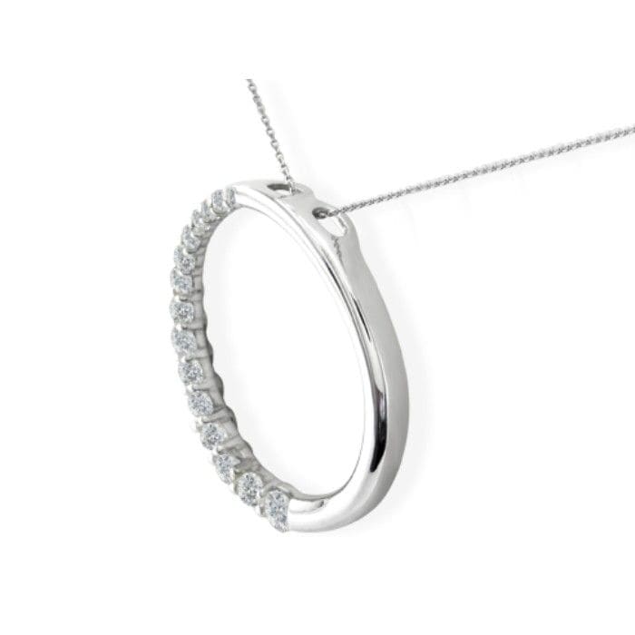 Sparkly 3/4ct Circle Style Journey Diamond Pendant in 14k White Gold