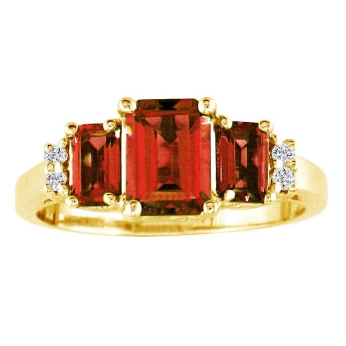 Garnet Ring: Garnet Jewelry: Regal 2 1/3ct Garnet and Diamond Ring in 14k Yellow Gold