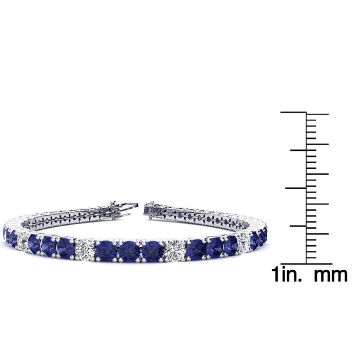 8 1/4 Carat Tanzanite and Diamond Alternating Tennis Bracelet In 14 Karat White Gold, 6 1/2 Inches